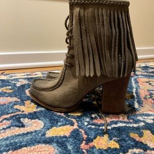 Frye fringe booties